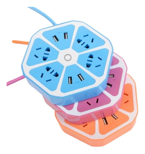 Multitoma Hexagonal Alargue Enchufes 4 Tomas Corriente 2 Usb