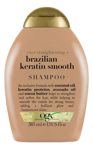 Ogx Brazilian Keratin Smooth Shampoo Cabello Seco Con Frizz