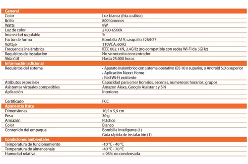 Bombilla inteligente Nexxt NHB-W110 4PK (Luz Blanca) 