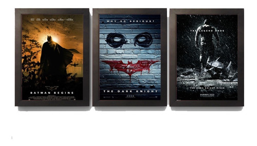 3 Quadros Com Moldura Trilogia Batman Christopher Nolan | Parcelamento sem  juros