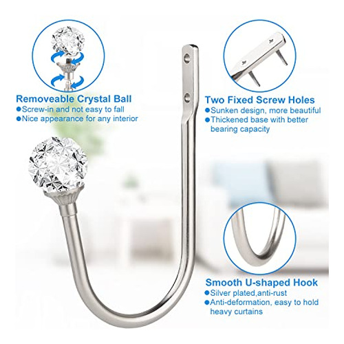 Cortina Holdbacks, 4 Pcs Curtain Tiebacks Hooks Para Cortina