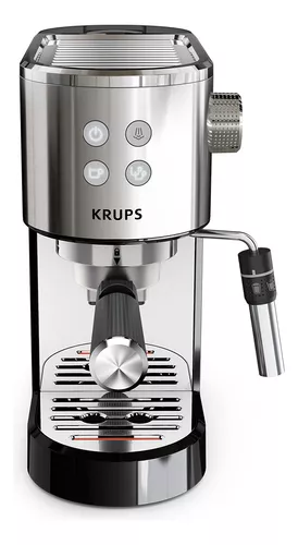 Krups Cafetera espresso Virtuoso - 15 bar de presión, acero inoxidable  negro, diseño compacto y elegante, parada