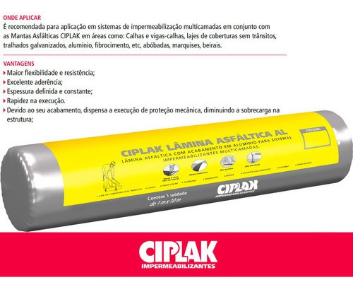 Manta Asfáltica Lâmina Aluminio Rolo 10m