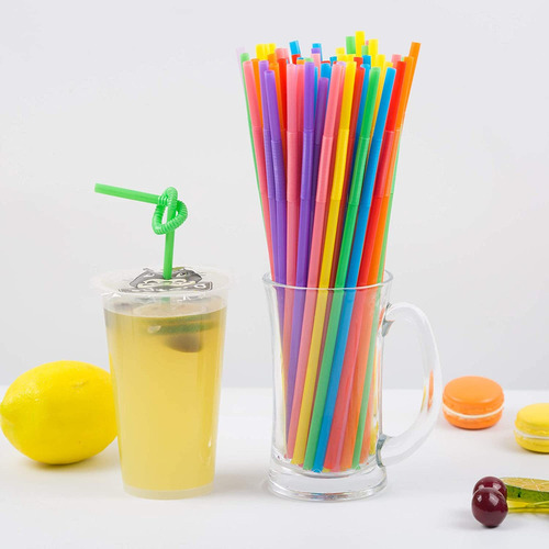 300 Pajitas Plástico Flexibles Coloridas,sin Bpa,desechables