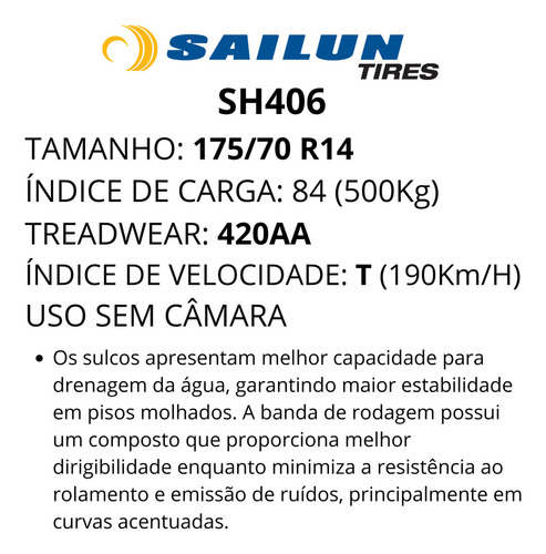 Pneu 175/70r14 84t Sh406 Sailun Aro 14