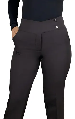 Pantalón De Dama De Vestir Formal Tiro Alto Con Bolsas