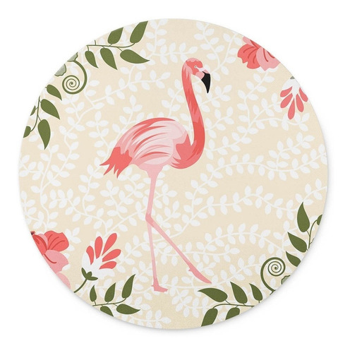 Flamingo Roja Con Flores Mouse Pad -- Ronda De Goma Antid