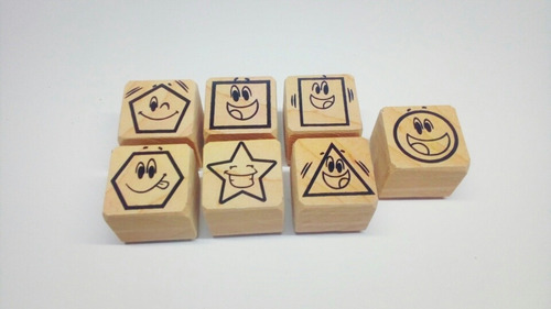 Imagen 2 de 2 de Sellos De Goma Didácticos - Figuras Geométricas Con Caritas