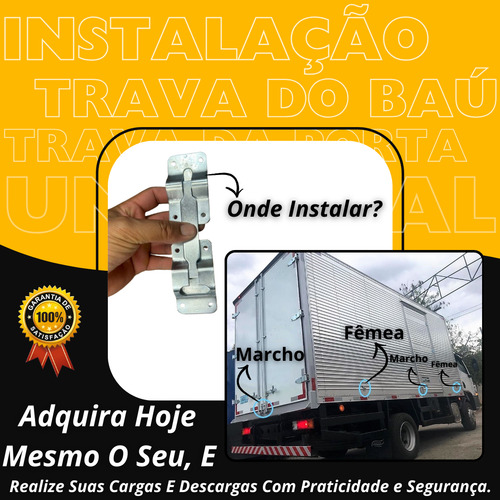 Kit 3 Conjunto Trava Porta Traseira Baú Alumínio Universal