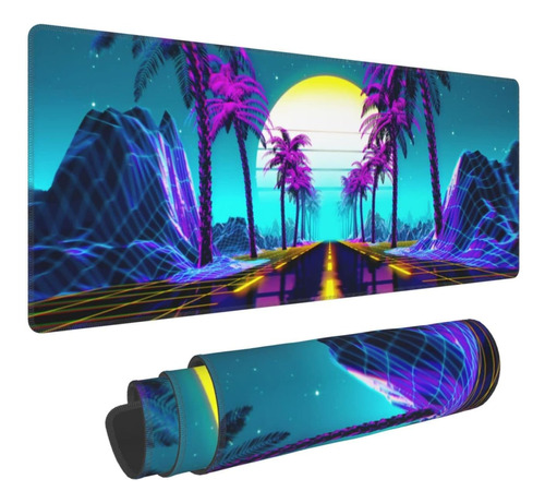 Alfombrilla De Mouse Para Juegos De Neón Retrowave Grande Xl