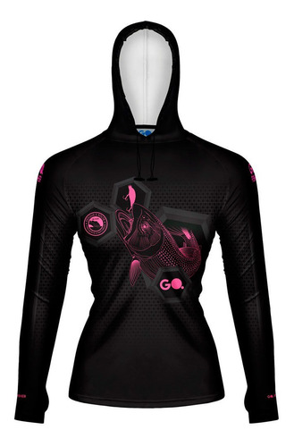 Camiseta Feminina Pesca Go Fisher Capuz Proteção Uv-gocpzf05