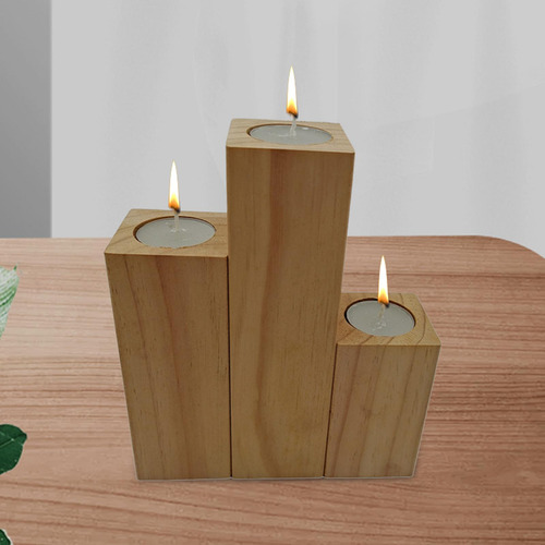 Portavelas De Madera Elegante Durable Retro Para Boda Sala