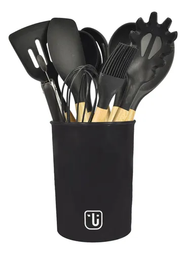 Pack Bateria Copper 7pz + Set 12 Utensilios Negro Simplit
