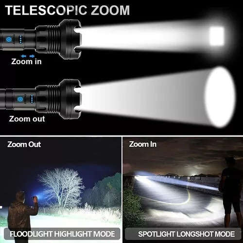. Linterna Láser Táctica Recargable Led 90000 Lúmenes Altos