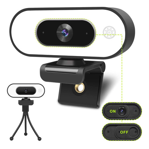 Webcam With Ring Light Microphone - Streaming Web Camera, 10