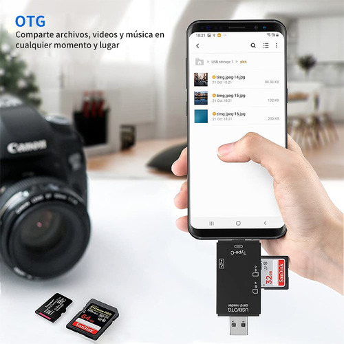 Lector 6 En 1 Usb-c Tf Sd Microsd Otg Adaptador Celulares Pc