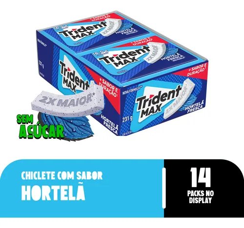 Chiclete Trident Max Hortelã Fresca Sem Açúcar - Caixa Com 14 Uni...