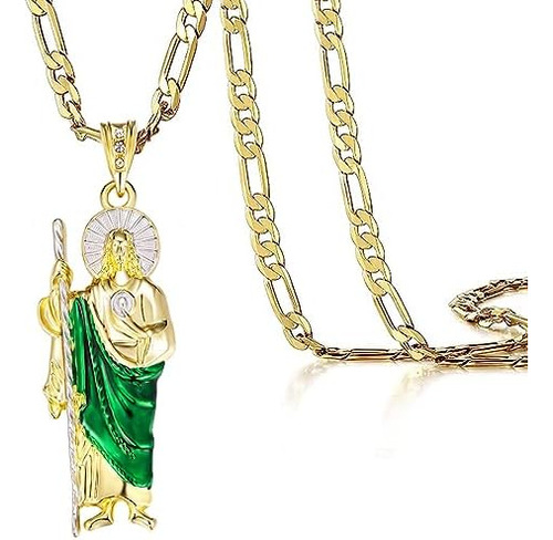 Gxlyfg Collar San Judas Tadeo Diamante Chapado En Oro De 14k