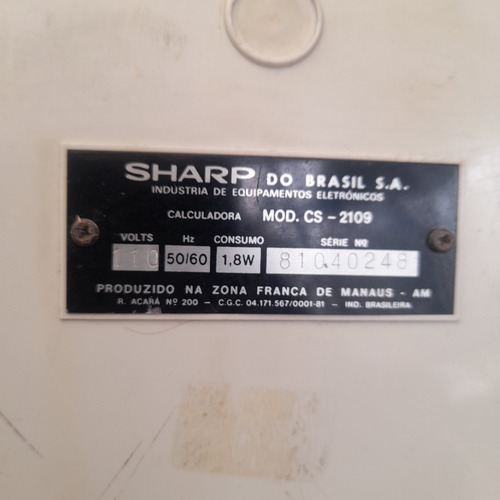 Imagem 9 de 10 de Calculadora Bancada Sharp Compet 2109 Antiga Visor Verde Fun