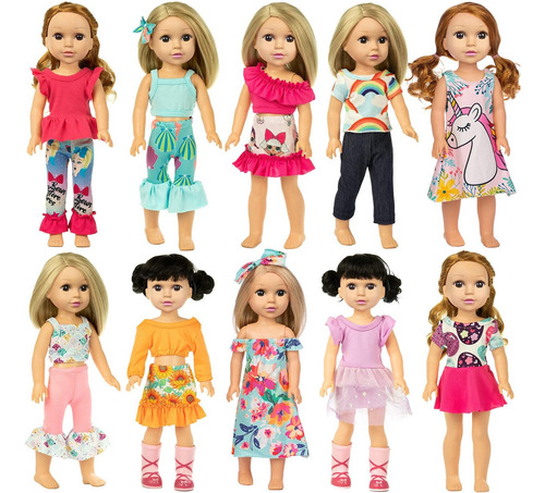 Ecore Fun 10 Sets De 14.5 Pulgadas De Ropa De Muñeca Vestido