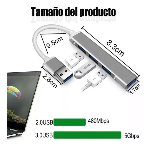 Hub Adaptador Multi-puerto Delgado De 4 Puertos Usb 3.0