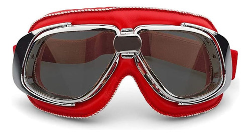 Apebazy Gafas De Moto Vintage Rojo Moto Gafas De Piloto Clás