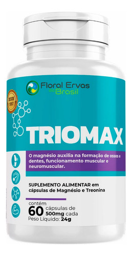 Triomax Treonina Magnésio - Kit 2x 60 Caps Cada / 2 Meses Sabor Sem Sabor