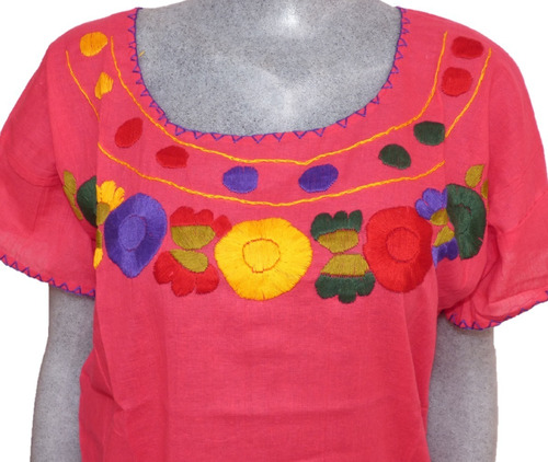 Blusas Bordadas A Mano De Chiapas / Tallas Y Colores / M029