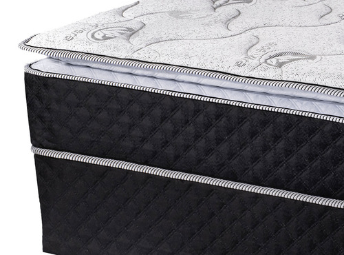 Conjunto De Sommier Y Colchón 1 Plaza Soltero Atena Con Pillow Top Eps Liviano Super Firme Hipoalergénico 190x78x57 150k