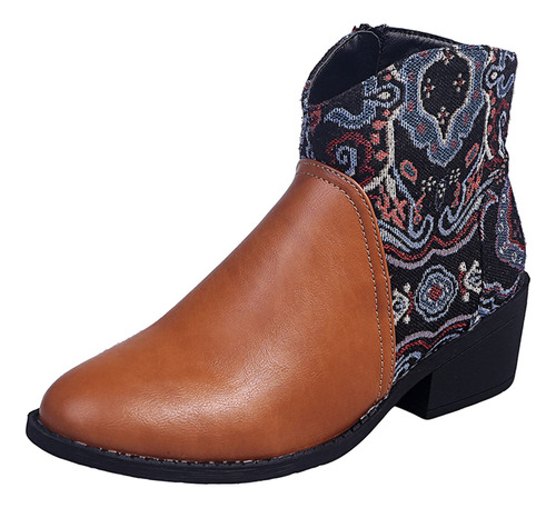 Botine Tacon Grueso Para Mujer Comodo Bloque Moda Casual