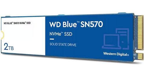 Imagen 2 de 3 de Unidad De Estado Solido 2tb Ssd Western Digital Sn570 M.2 Azul Wds200t3b0c