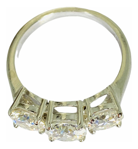Anillo Compromiso 3 Gemas Diamante Moissanita Genuino Vvs-1