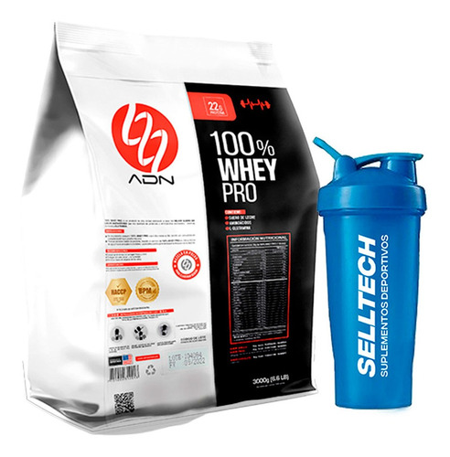 Proteína Adn 100% Whey Pro 3kg Vainilla + Shaker