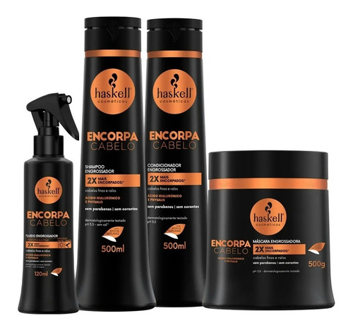 Kit Haskell Encorpa Cabelo Sh Cond Másc 500 Fluído 4 Itens