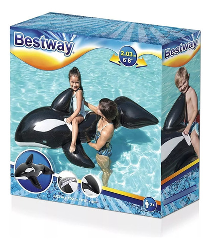 Ballena Orca Inflable Bestway Asas 2,03mt X 1,02cm Piscina