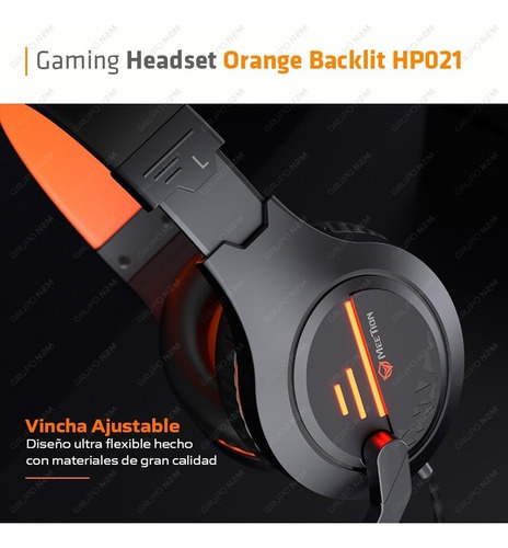 Imagen 3 de 6 de Auriculares Gamer Headset Luz Led Microfono Meetion Mt-hp021