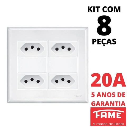 8un Tomada Padrão Quádrupla 20a 4x4 Com Placa Evidence Fame
