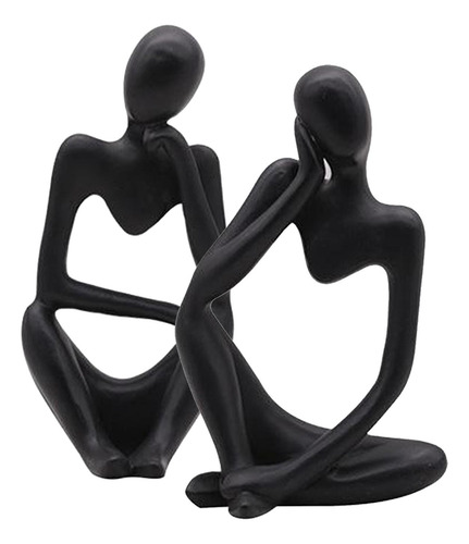 2x Thinker Figure Escultura Estante Estatuas Decoración