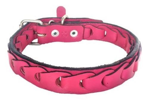 Collar Elegante Cómodo En Piel Para Raza Grande Trenzado Color Rosa Tamaño Del Collar Mediano-grande
