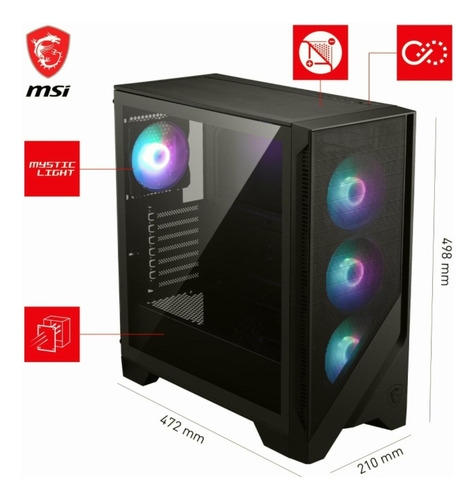 Msi Gabinete Mag Forge 320r Airflow Con Ventana Rgb,