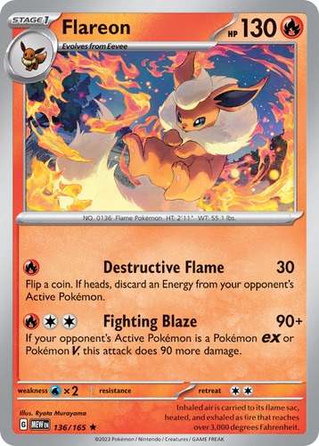 Flareon 136/165 Carta Pokemon 151 Scarlet & Violet