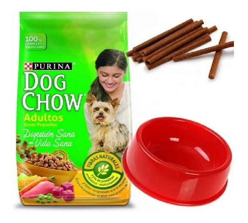 Dog Chow Adulto Raza Pequeña 21k+comedero+snack+envio Gratis