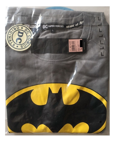 Playera Batman T Shirt - Gris ( Talla L ) Dc Heroes Malaysia