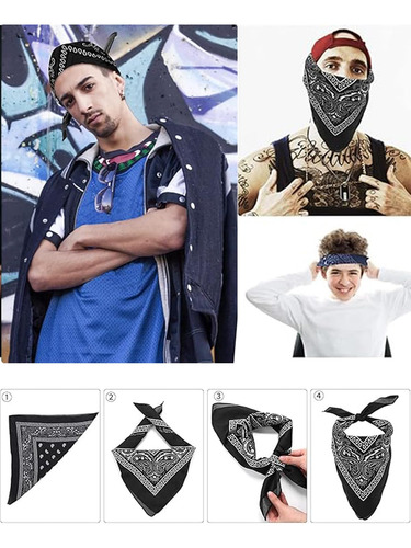 4 Peças De Bandanas Masculinas, Bandana Masculina, Bandana,