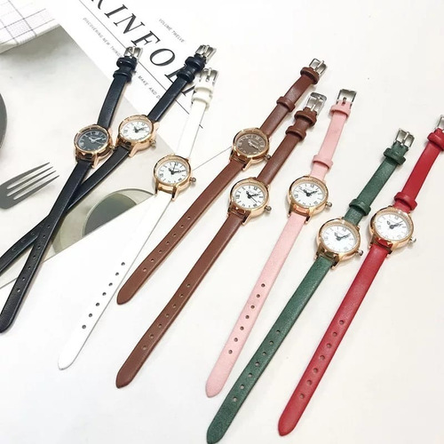 Reloj Retro De Lujo Para Mujer En Cuero Vintage