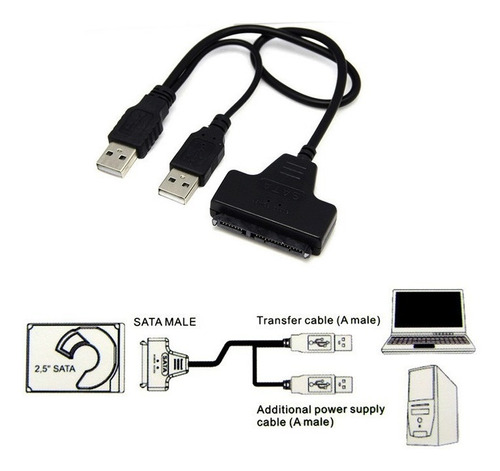 Cable Adaptador Sata A Usb 2.0 Disco Rigido Hdd Ssd 2.5 3.5