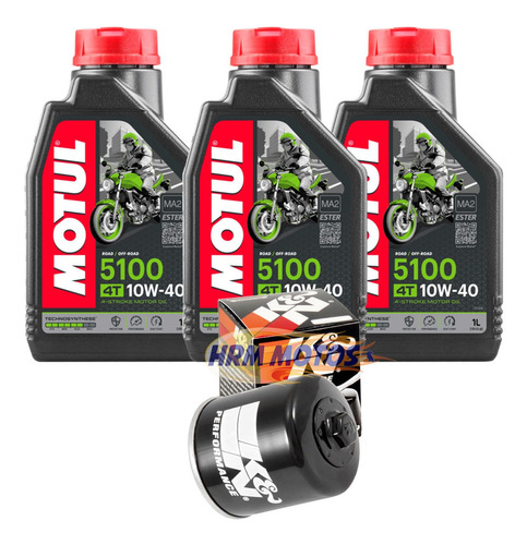 Kit Filtro Óleo K&n Kawasaki Ninja 300+3 Lt Motul 5100 10w40