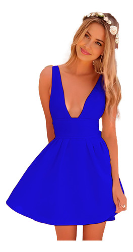 Vestido Corto Mujer Escote V Casual Tirantes Moda Casual