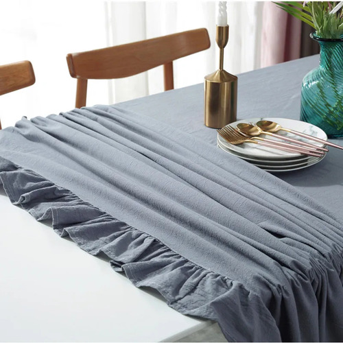 Mantel De Tela De Algodón, Lavable, Blanco