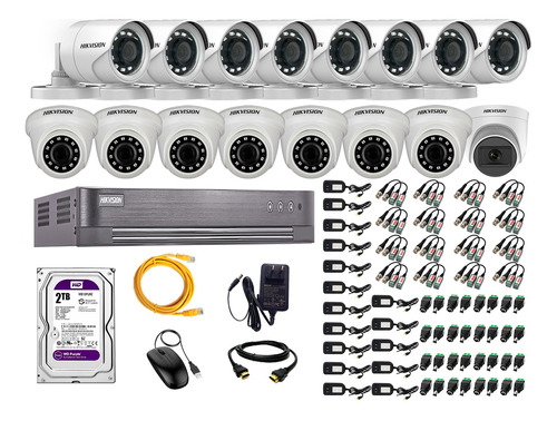 Cámaras Vigilancia Kit 16 Hikvision Full Hd 2tb + Microfono